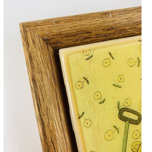 Frame Radio Flyer Wagon Ducks Retro Horse Enameled Ceramic Tile Nursery Baby VTG - Picture 5 of 8